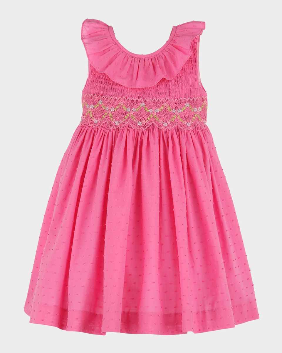Girl's Swiss Dot Smocked Dress, Size 4T-5